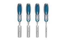 Wood Chisel Set 4 Piece 6 mm 12 mm 18 mm 24 mm for Woodworking with Drop Forged Chrome Vanadium Steel Blades and Ergonomic Plastic Handle