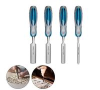 Wood Chisel Set 4 Piece 6 mm 12 mm 18 mm 24 mm for Woodworking with Drop Forged Chrome Vanadium Steel Blades and Ergonomic Plastic Handle