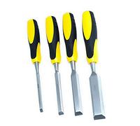 Wood Chisel Set - 4 Pieces,Wood Woodworking Carbon Steel Anti Slip Grip Striking Cap Chisel Set- Grip Colour May Vary