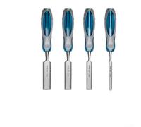 Wood Chisel Set 4pc 6 12 18 24mm Hardened Edge | Drop-forged Cr-V steel, heat-treated edges, precise cutting, for durable for hardwoods, 4-piece set