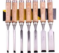 Wood Chisel Set,Bevel Edge Chisel with Wood Handle and Protective Cover,Woodworking Carving Heavy Duty Hand Tools(Set of 7 Pieces)
