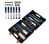 Wood Chisel Set Hand Woodworking Tools Sturdy Heat-Treated Cr-V Alloy Blades Wood Carving Chisel Set with 6 Wood Chisels, 1 Honing Guide, 1 Sharpening Stone, 2 Carpenter Pencils and Storage Case