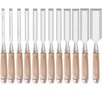 Wood Chisel Set Professional Tools Wood Handle Chisel Tool Set for Wood Carving,Cutter Head Width - 6mm - 38mm,12-Piece Set