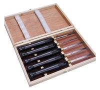Wood Chisel Tool Set 5 Piece Wood Turning Tools Set HSS Woodworking Lathe Chisel Set Sharp Steel Gouge Skew Parting Spear in Wooden Storage Premium