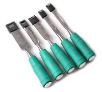 Wood Chisel Tool Set Wood Carving Chisel Flat Carving Knife Tail with Rivets for Carpenter DIY Woodworking Tools, 5 Pcs Green Premium