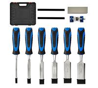Wood Chisels Set 6PCS, 38mm, 32mm, 25mm, 19mm, 13mm, 6mm Chisel Sharpening Kit, Chrome Vanadium Steel Wood Chisels Set with Sharpening Stone, Honing Guide and 2 Pencils for Woodworking