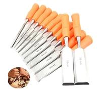Wood Chisels Steel Wood Chisel Set, Carving Woodworking Chisels, Soft Grip for DIY Woodworking, Carving, Orange 12PCS Artists