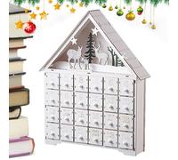 Wood Christmas Calendar - Light Up Countdown House, Decorative Holiday Village, Illuminated Festive Ornament | Charming Led Scene Centerpiece for Hallway Bedroom Office Livingroom Patio Cottage