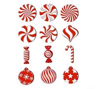 Wood Christmas Ornaments 36Pcs Peppermint Design 8cm(36 pieces)