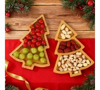 Wood Christmas Tree Tray,Christmas Tree Serving Platters Charcuterie Board,Charcuterie Board Serving Dishes for Party Cookie Fruit Tray Cheese Boards Plate