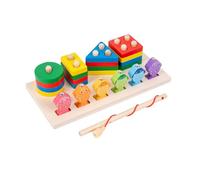 Wood Clip Bees Fishing Toy Shape Matching Building Block Logarithmic Preschool Educational Toy For Toddler