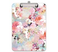 Wood Clipboard,Standard A4 Letter Size Clip Board for Students,Teacher,Kids,Low Profile Clip,Decorative Clipboards,Cute Clip Boards Custom Pattern,School Supplies,Pink Roses