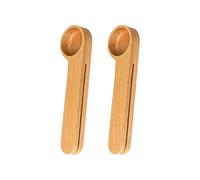 Wood Coffee Scoops with Precise Measuring Food Bag Sealing Clip Design Home Kitchen Making Essential 2PCS Bean Scoops