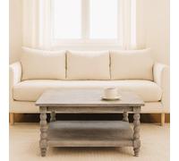 Wood Coffee Table with Open Storage Slot, Side Table with Durable Hand-Finished Circular Design for Living Room, 80L x 80W x 45H cm, Beige Aosom UK