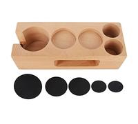 Wood Coffee Tamper Holder Coffee Filter Holder Coffee Tamping Station Espresso Portafilter Coffee Tamper Mat Stand Espresso Accessories for Home Cafe Restaurant Hotel (51mm 5 Hole)