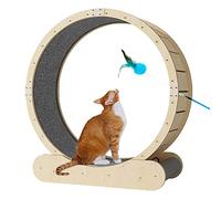 Wood Color Cat Running Wheel, Cat Treadmill/Exercise Wheel With Feather Stick Toys, Tiny Gap&Silent Roller Device, Easy To Install,Inner Diameter105cm/41.3