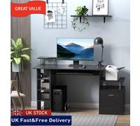 Homcom Wood Computer Desk Laptop Workstation Drawer Shelf For Home Office