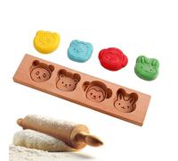 Wood Cookie Cutter, Cartoon Cookie Mold, Fondant Pastry Stamp, Pressure Carved Design, Reusable Baking Tool, Birthday Wedding Class Use, 11.81x2.76 Inches Wood 1 Piece