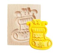 Wood Cookie Mold - Reusable Christmas Tree Santa Snowman Cutter, Festive Baking Stamp, Holiday Dough Press | Cookie, Shortbread, Cake and Dessert Decoration for Home Kitchen Party and Restaurant