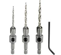 Wood Countersink Drill Bit Set #4#6#8 Set Countersink HSS M2 Tapered Drill Bits, Quick Change Hex Shank Countersink Bit, 1 Stop Collar, 1 Allen Wrench, Countersink Drill Bit for Woodworking