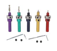 Wood Countersink Drill Bit Set 5 Pieces 2.8-4.0MM Adjustable Tapered Bits in 5 Colors - Long Lasting Steel, Efficient Chip Removal, Versatile for Wood and Soft Metals