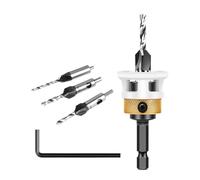Wood Countersink Drill Bits - Flush Screws, Durable Inch Hex Shank | Low-Friction Integrated Depth Stop, Carbon Steel For Tool For Woodworking Decking Furniture Assembly Project Professional