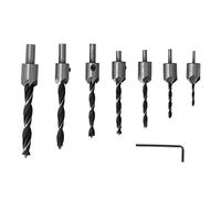 Wood Countersunk Drill Bit Set High Speed Steel Carpentry Reamer 7 Piece for Woodworking Bench Drills Hand Drills Wood Fiberboard Particle Board Plywood