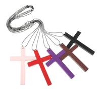 Wood Cross Pendant Necklace 5pcs with Adjustable String for Men | Natural Wood Texture, Lightweight Feel, Wall Ornament or Rearview Mirror Hanging, Simple Handcrafted Gift
