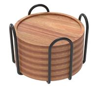 Wood Cup Mats for Drinks, Wood Cup Mats Set of 6 with Holder for Glasses Drinkings Coffee Table Desk Round Pad,4 Inch Non-Slip Pad Cup Home Office Christmas Decor