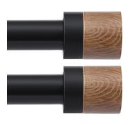 Wood Curtain Rods for Windows 32 to 45 Inches(2.6-3.75ft),1 inch Adjustable Window Curtain Rods with Imitation Wood Grain Finials,Heavy Duty Decorative Drapery Rod for Bedroom,Kitchen and patio 2 Pack
