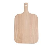 Wood Cutting Board with Handle, Chopping Board for Meat Cheese Bread Vegetables Fruits, Rubber Wood Serving Board with Ergonomic Handle, Double Sided Kitchen Cutting Board for Dail (L)