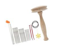 Wood Darning Mushroom Tool with 17 Sewing Darning Needle and Threader for Hand Sewing Clothing Repair Sock Sweater Pants Tool