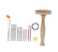 Wood Darning Mushroom Tool with 17 Sewing Darning Needle and Threader for Hand Sewing Clothing Repair Sock Sweater Pants Fabric