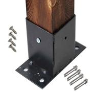 Wood Deck Supports Post Holders, Enclosed Bottom Fence Post Anchor Base with Installation Kit for Concrete Decks, Pergolas, Mailboxes - Black, 4.1 Inches
