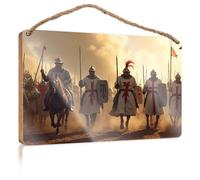 Wood Decor Sign Knights in Armor March Forward with Spears and Shields Dumb Funny Gifts Outdoor Wood Plaque Porch Signs(15X28CM)