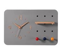 Wood Decorative Cover for Electric Meter Box with Clock and Shelf, Hidden Circuit Breaker Panel Cover with Hooks, for Living Room Restaurant