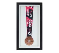 Wood Deep box Medal display Frame with Apertures for Bib and Photo. 16x8 inch frame. Handmade. Perfect for Runners, Swimmers, Cyclists, Athletes | Marathon Medals