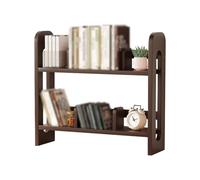 Wood Desk Organizer2Tier Display Rack with 4 Adjustable Baffles for Home Office and School Use Compact Mini Bookshelf for Desktop or Countertop Storage