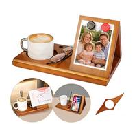 Wood Desktop Book Stand for Reading Rest Romantic Birthday and Easter Gifts, Book Page Holder Thumb Bookmark,Magnet Couple Photo or Note, Book Accessories, Triangle Book Nook with Cup for Book Lovers