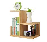 Wood Desktop Bookshelf - Freestanding Countertop Bookcase & Mini Desk Organizer for Home Office, Versatile Photo Display Rack