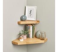 Wood Diamond Corner Shelves Pack Of 2 - Off The Grain Rustic Corner Shelves For Bathroom, Office, Living Room