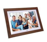 Wood Digital Photo Frame, Support Multi Language 100-240V Remote Control 10.1 Inch Electronic Album with Calendar for Wedding (UK Plug)