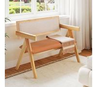 Wood Dining Bench Accent Indoor Bench W/armrest-Natural Rubber