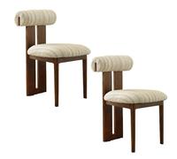 Wood Dining Chair Set, Upholstered Kitchen Chairs, Solid Wood Legs, Modern Design for Restaurants, Study Rooms, Living Rooms (Black & Beige, 1 PC)