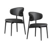 Wood Dining Chairs Comfortable Reading Chairs with Curved Backrest Nordic Solid Wood Elegant Mid Century for Kitchen and Dining - Set of 2