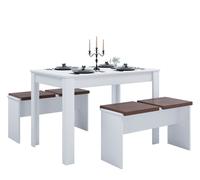Wood dining group table group benches Esal XL 75x110x70 - VCM