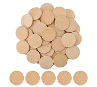 Wood Disc for Crafts, Beech Wood Discs 3.8 cm Diameter and 3.5 mm Thick, 100pcs Wooden Plain Round Circles, Round Wooden Keyring Blanks, DIY for Gift Tags, Number Tags, Keychain, Party Decor