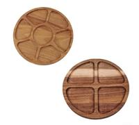 Wood Divided Serving Tray 20cm 4-Section Puzzle Design | 4-section layout, 20cm size, puzzle shape, solid wood, fruit veggie display