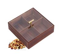 Wood Divided Serving Tray, with Acrylic Lid, 4/6 Compartments, Height: 7-13.5cm, Dustproof & Moistureproof Storage Container,for Home & Party,4,Single Layer