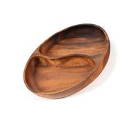 Wood Divided Servings Tray Round Serving Dishes Dinner Platters Bread Fruit Dessert Plate Snacks For Parties Wood Divided Serving